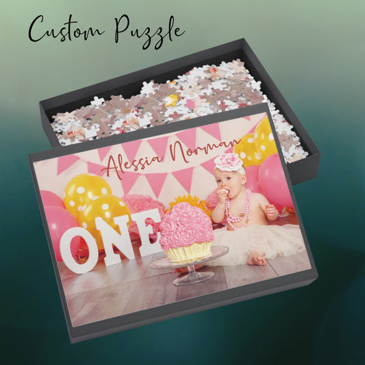 Custom One Year Old Birthday Puzzle, Personalized Birthday Photo Puzzle